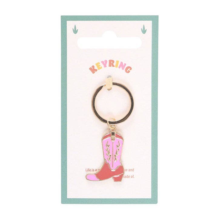 Pink Cowboy Boot Keychain