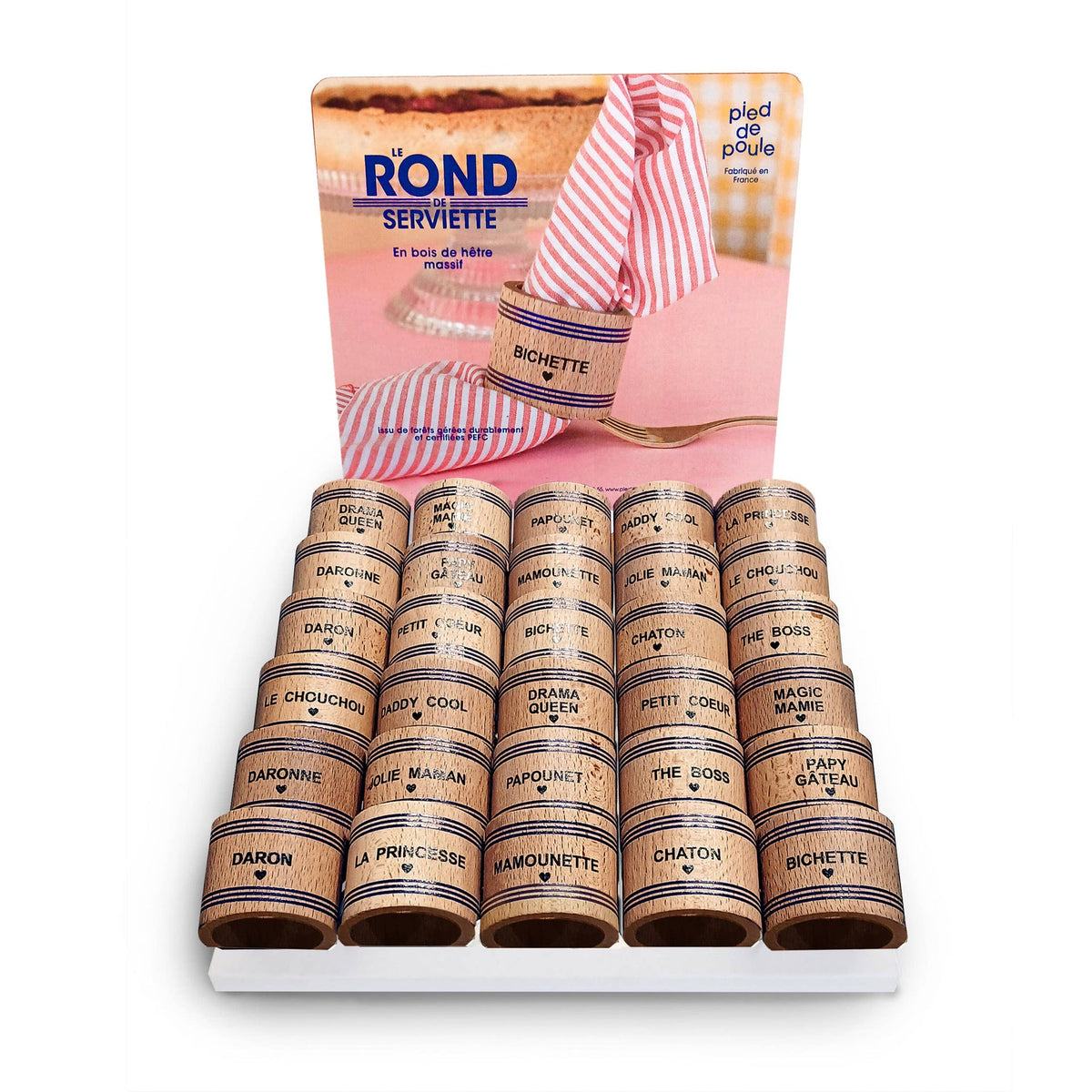 Ronds de serviette personnalisés Pied de Poule – vue produit 10