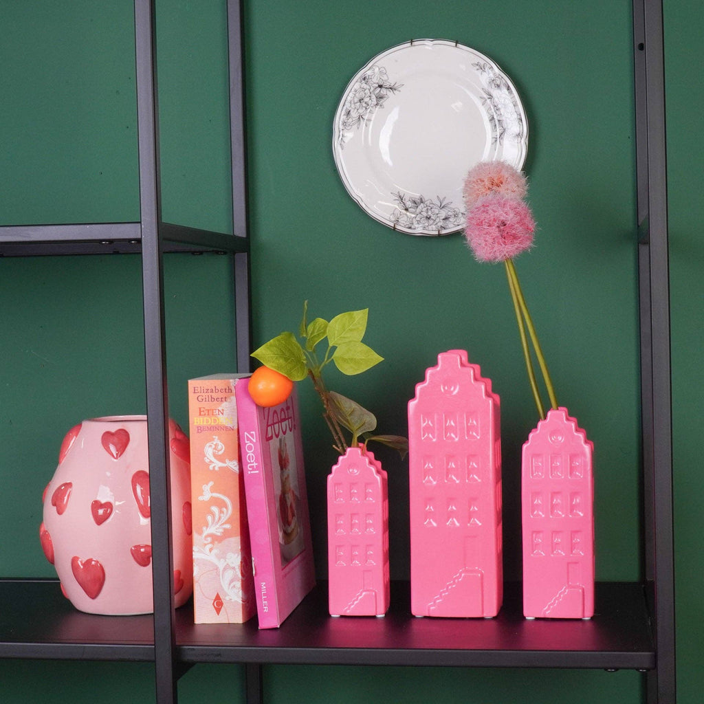 Vase à fleurs - Vase de maison - Céramique - Rose néon - 6x5,5x18 cm | Design-lahjat ja sisustustuotteet