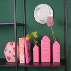 Vase à fleurs - Vase de maison - Céramique - Rose néon - 6x5,5x18 cm | Design-lahjat ja sisustustuotteet