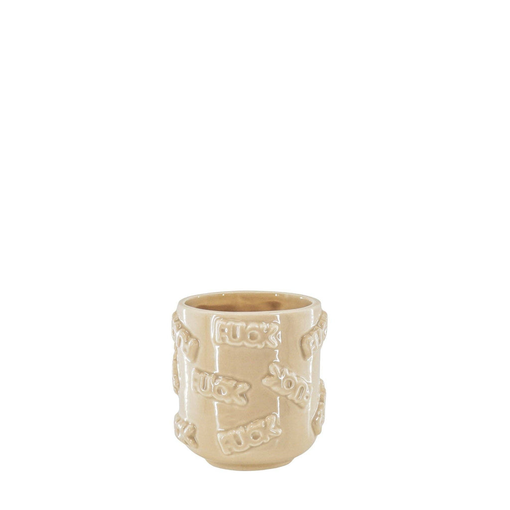Topf – „FUCK“ – Keramik – Beige – 11 x 11 x 11,5 cm