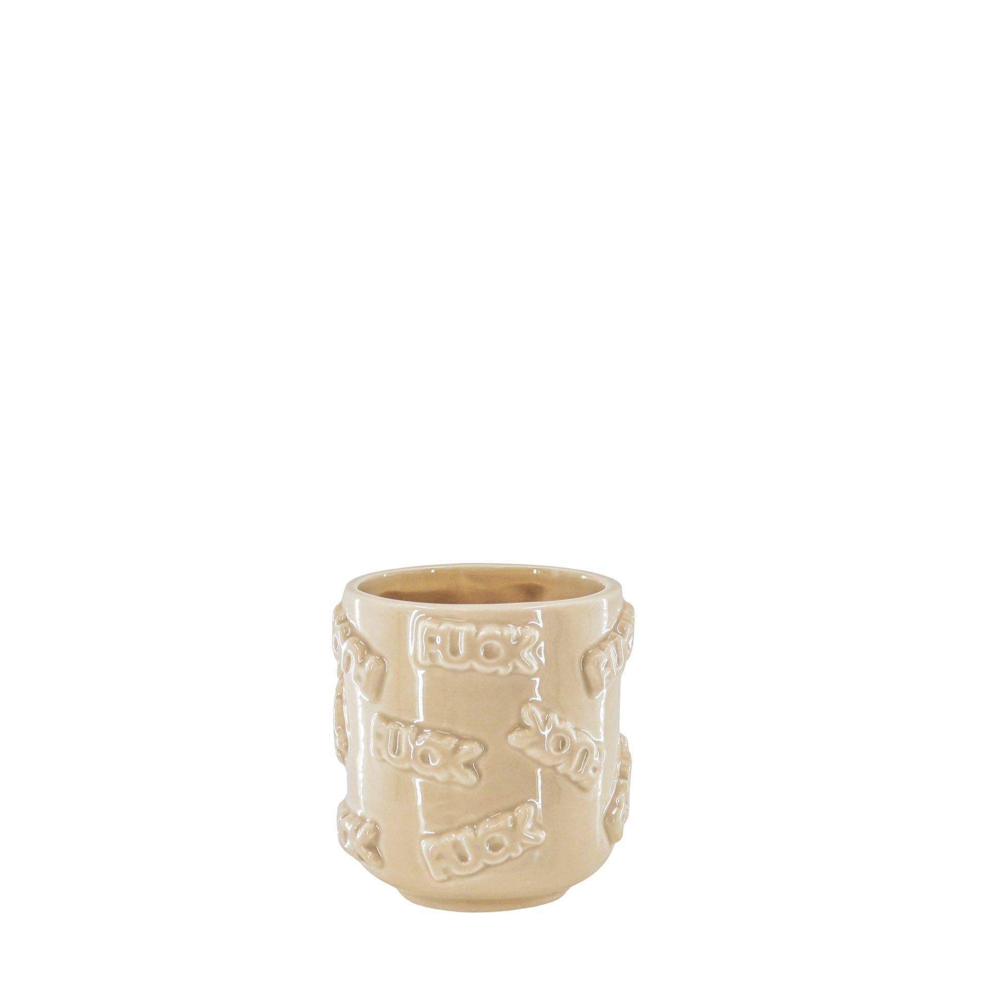 Topf – „FUCK“ – Keramik – Beige – 11 x 11 x 11,5 cm