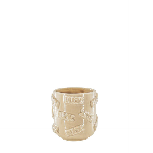 Topf – „FUCK“ – Keramik – Beige – 11 x 11 x 11,5 cm