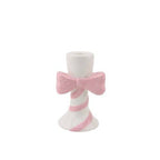Bougeoir - Rayures avec Nœud - Blanc/Rose - 9x8x14cm | Objetos de diseño y regalos originales