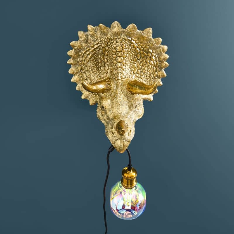 Wandleuchte Triceratops Cera Gold, Kunstharz, 31,5 x 28,5 cm