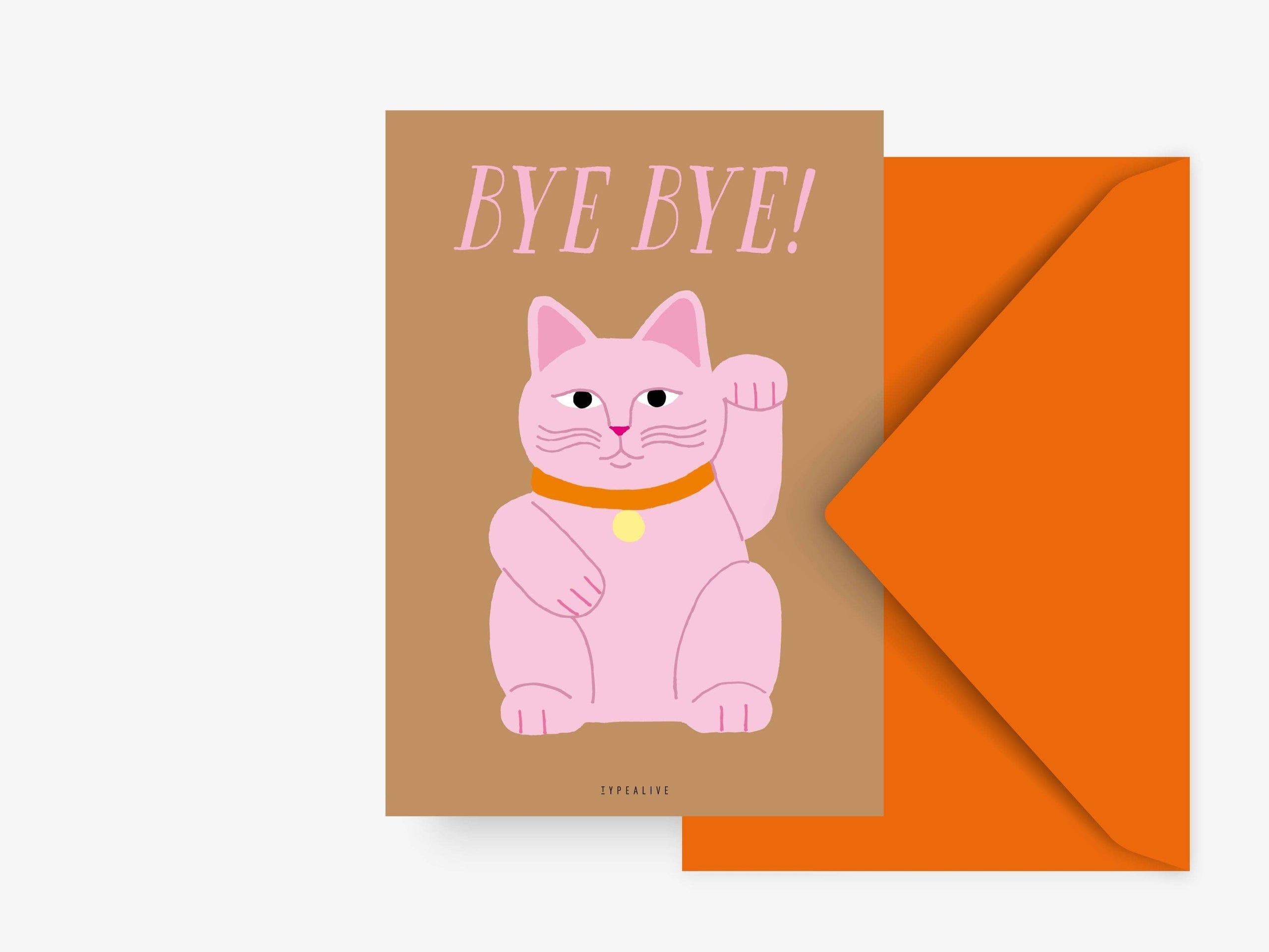 Carte de vœux - Chat Chanceux "Bye Bye" | Oggetti di design e regali originali