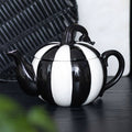 Théière citrouille rayée noire et blanche