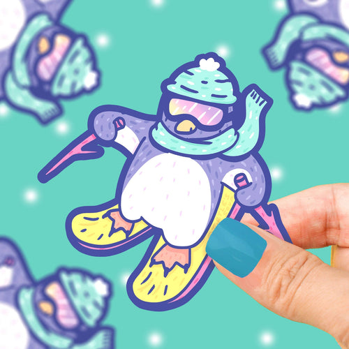 Autocollant Penguin Skieur | Designproducten en originele cadeaus