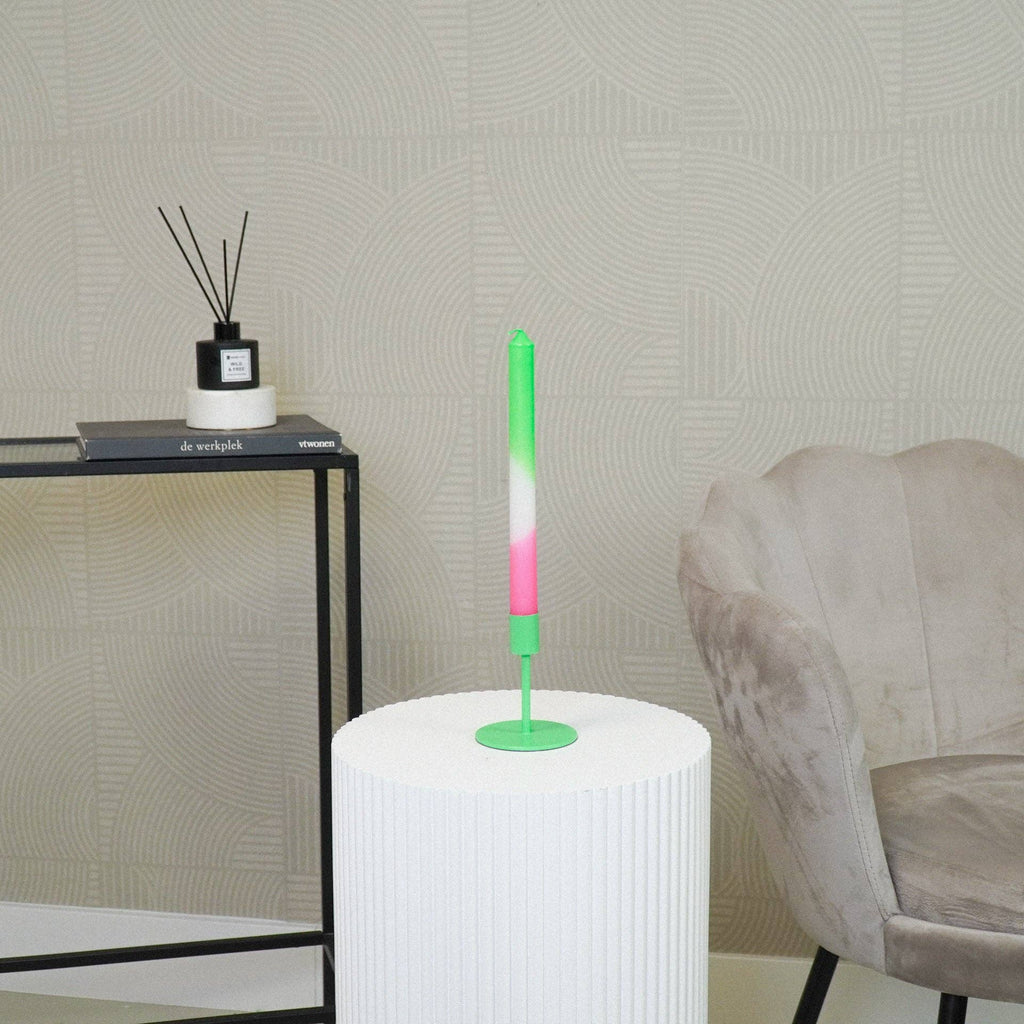 Bougeoir - Basique - Métal - Vert Néon - 8x8x10cm | Designproducten en originele cadeaus