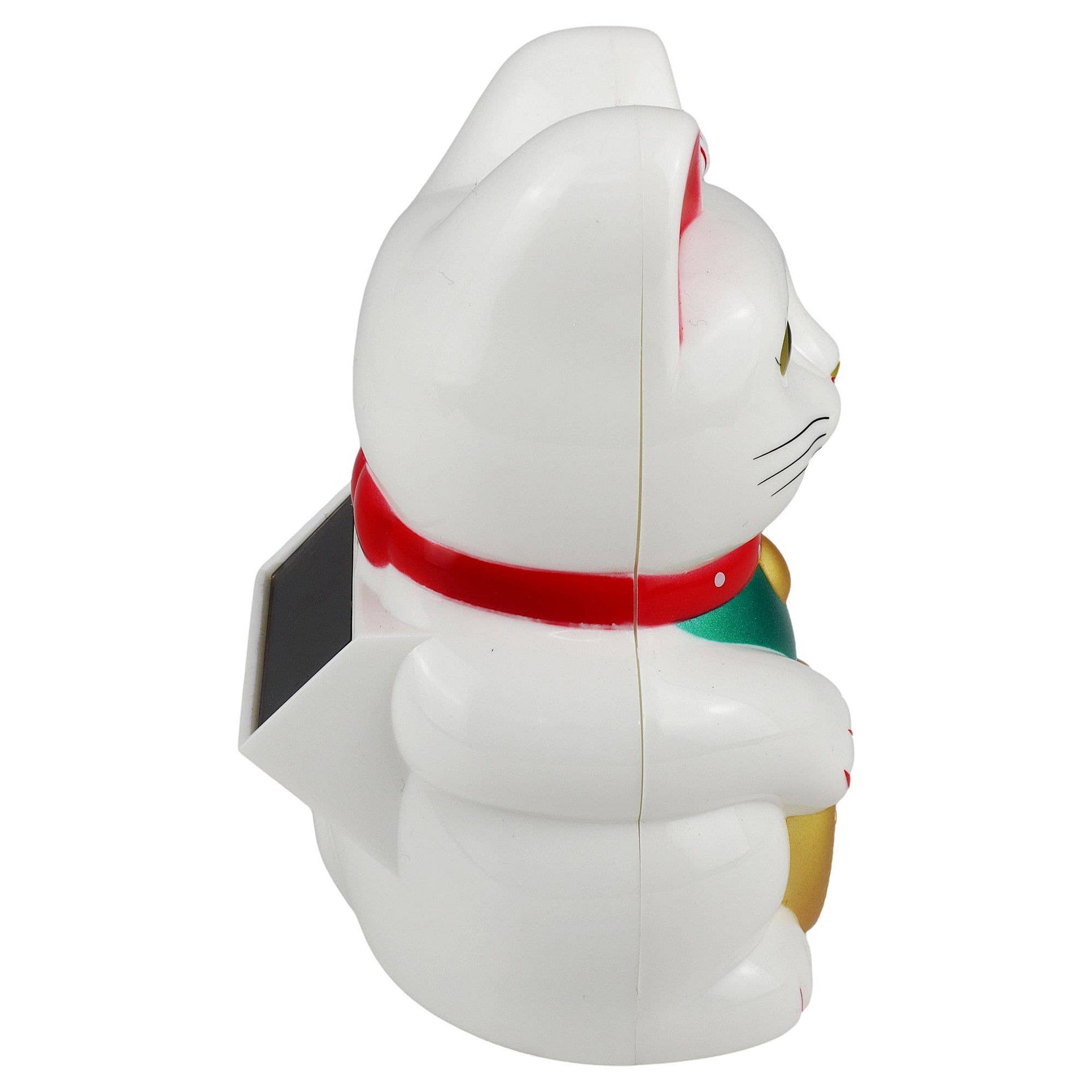 Chat chanceux solaire blanc 10,5 cm