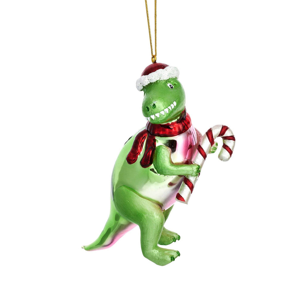 Boule de Noël T-Rex avec canne à sucre | Objetos de diseño y regalos originales