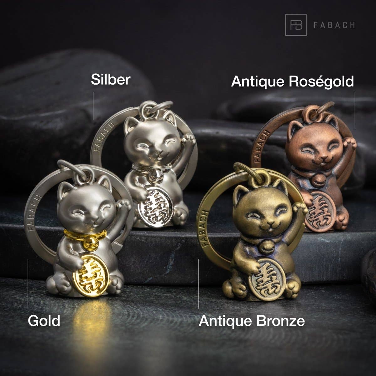 porte cles chat chanceux maneki neko fabach 