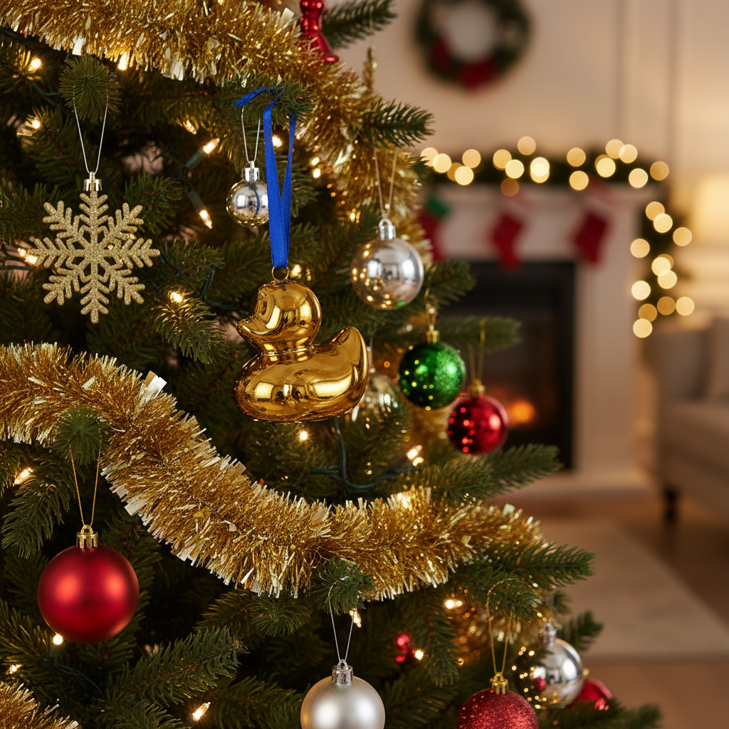 Décoration de Noël en forme de Canard Doré | Designproducten en originele cadeaus