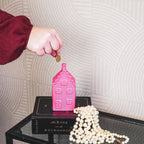 Deko-Spardose – Haus – Keramik – Neonpink – 7 x 7 x 13 cm