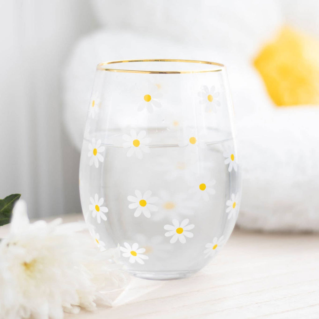 Verre à Vin sans Pied Imprimé Marguerites | Oggetti di design e regali originali