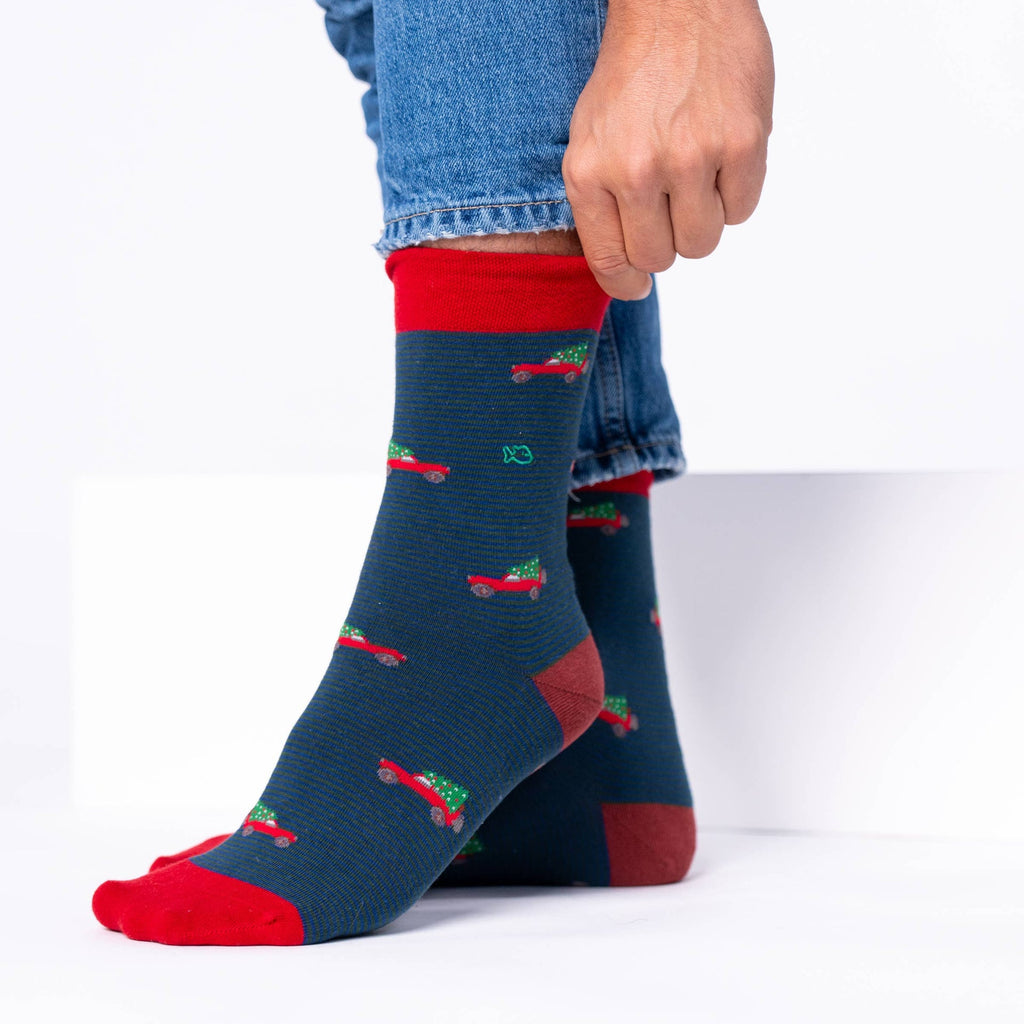 Chaussettes en Coton Peigné à Motifs Jeep de Noël