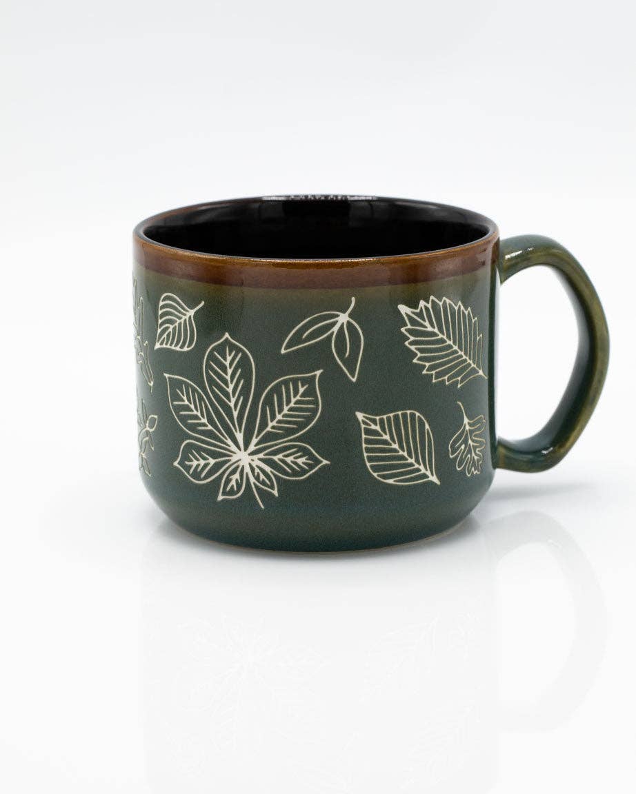 Oggetto regalo di design – Mug Sculpté à la Main avec Feuilles Pressées (430 ml) – produit scientifique Cognitive Surplus EU, vue 1