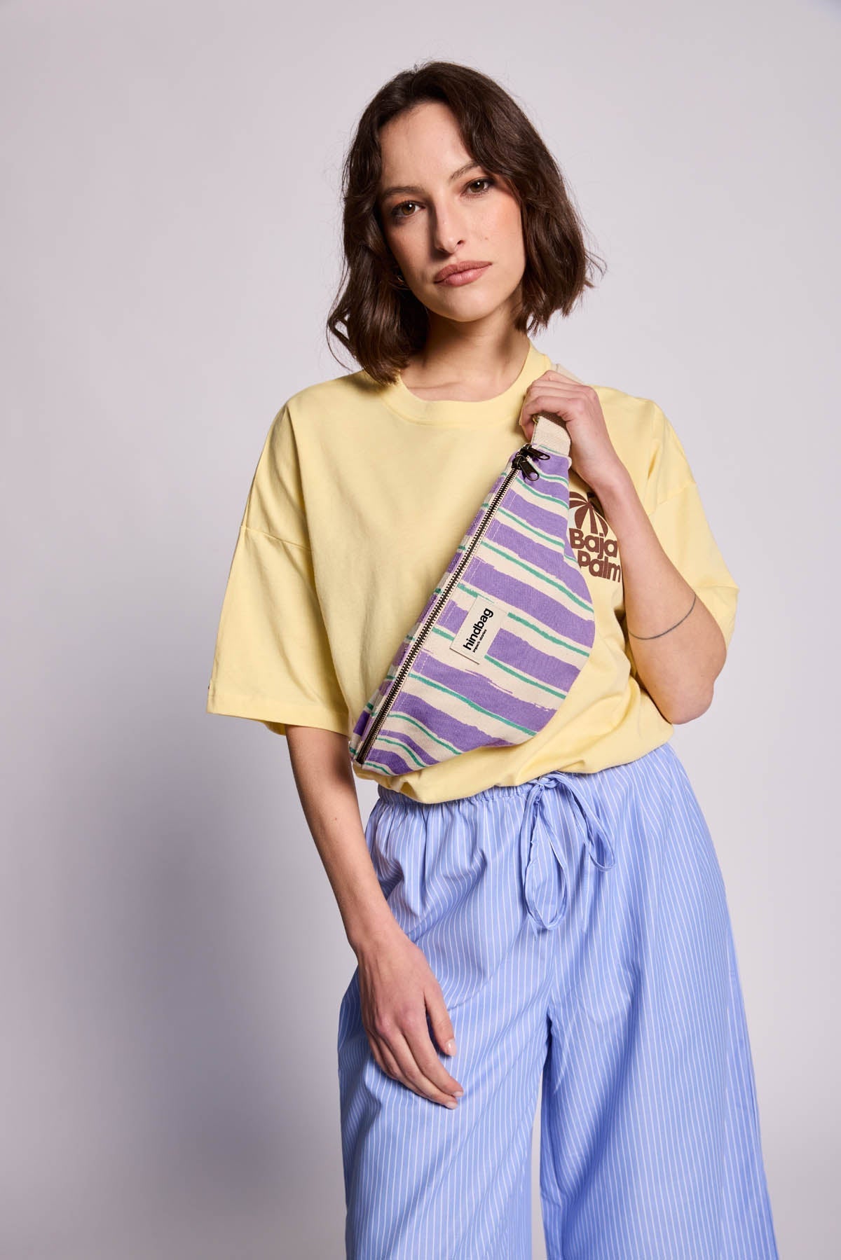 Sac banane Olivia Rayures vert et parme