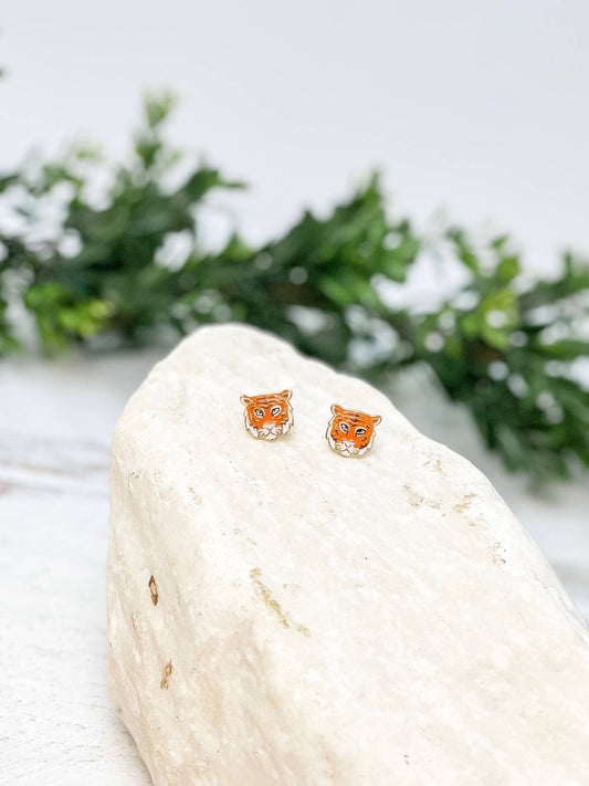 Enamel Tiger Earrings