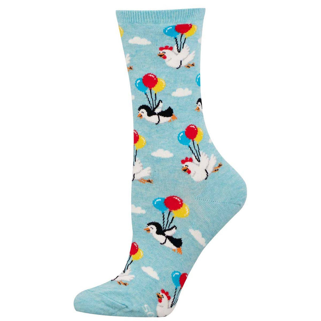 Socken mit Hühner- und Pinguinmotiv: „Ich kann fliegen!“