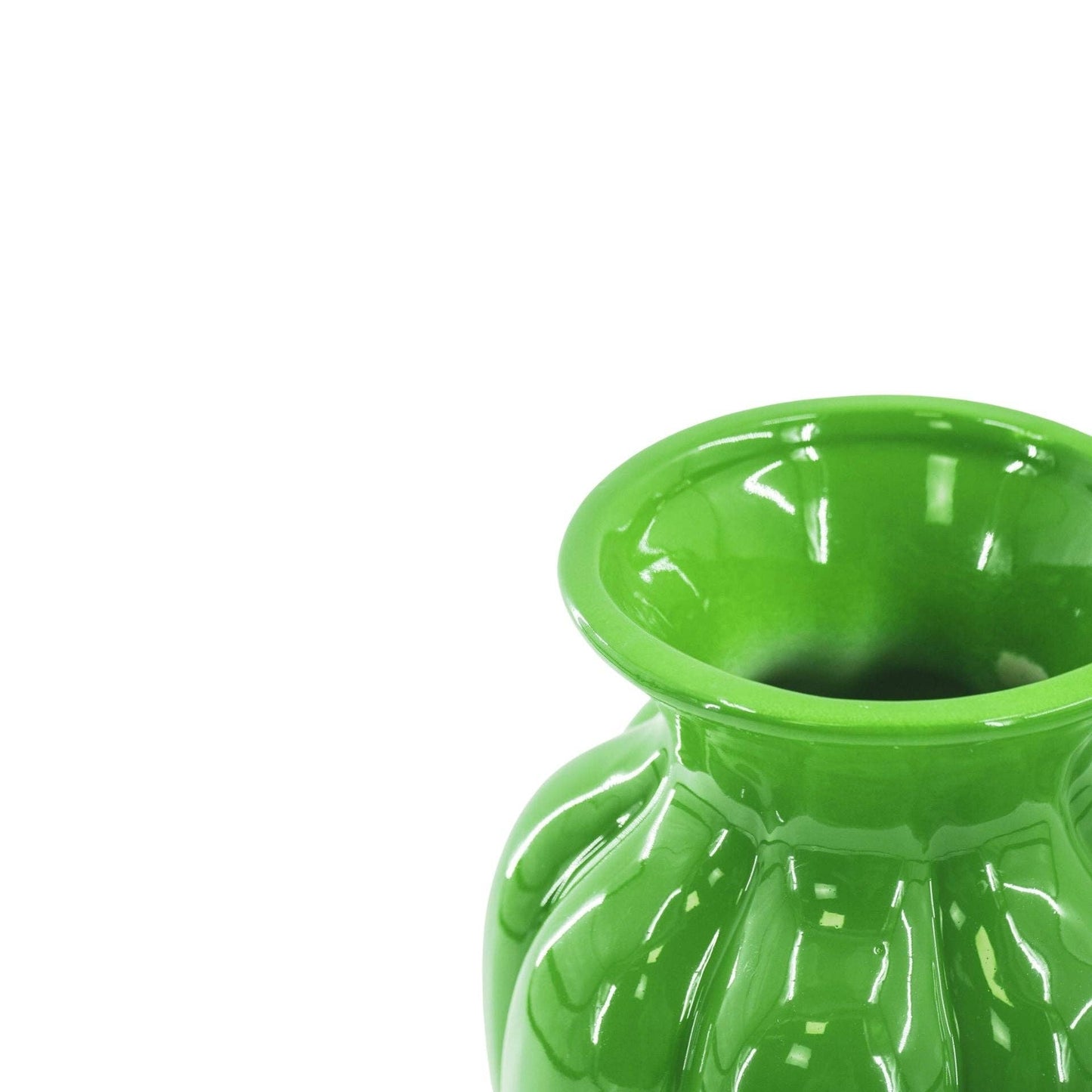 Flower vase - Pleated vase - Ceramic - Green - 16.5x16.5x29.5 cm