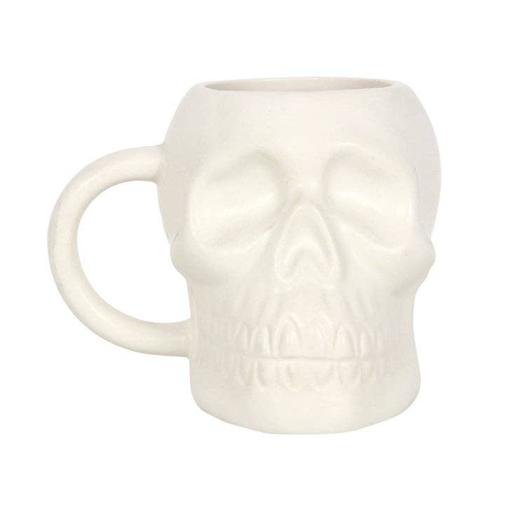 Mug en forme de crâne blanc mat