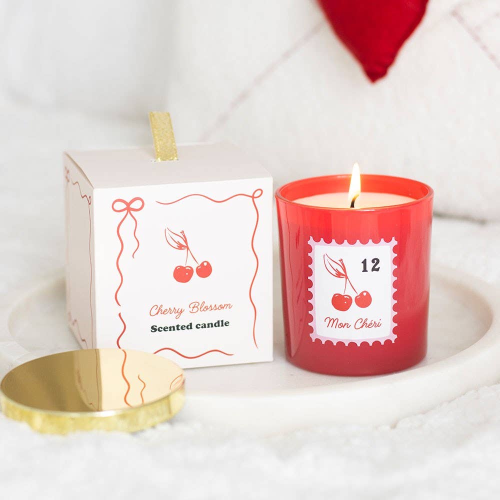 Bougie Saint-Valentin Fleur de Cerisier « Mon Cheri »
