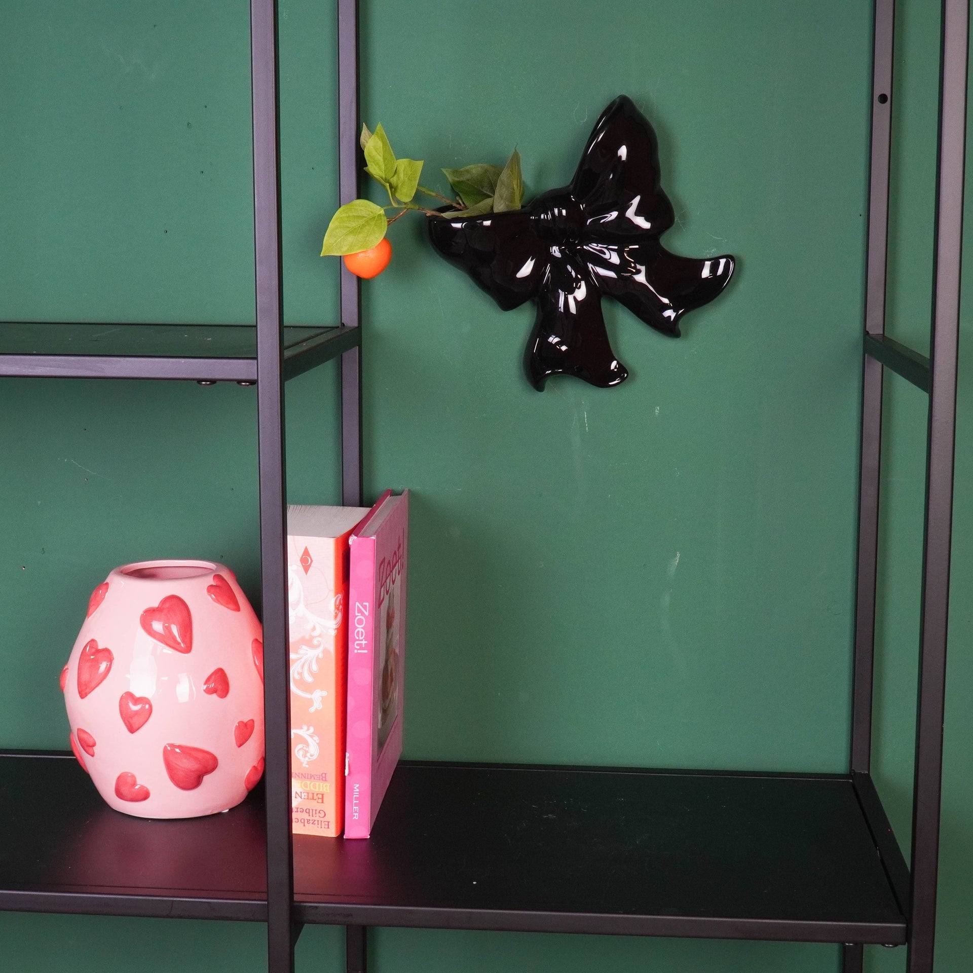 Vase mural- Vase Bol- Céramique- Noir- 19x18,5x5,5 cm | Designproducten en originele cadeaus