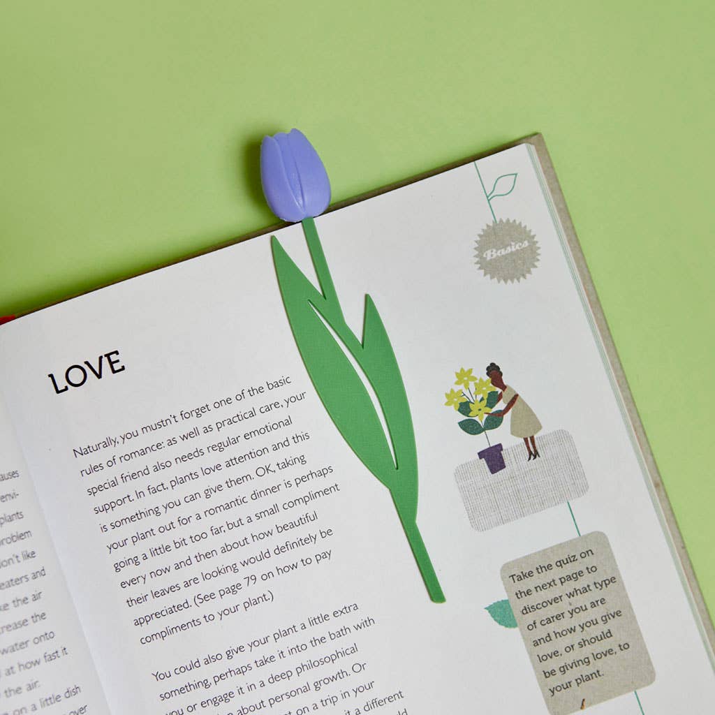 Lesezeichen mit lila Tulpenmotiv