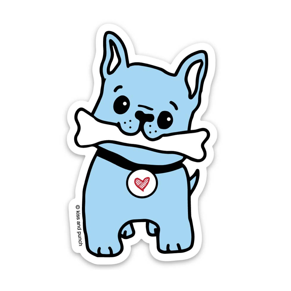 sticker bouledogue francais cute kiss and punch stick113 11064652