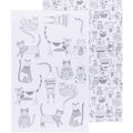 Lot de 2 torchons à vaisselle Cat Print London Gray | Design e regali originali