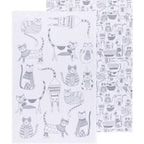 Lot de 2 torchons à vaisselle Cat Print London Gray | Design e regali originali
