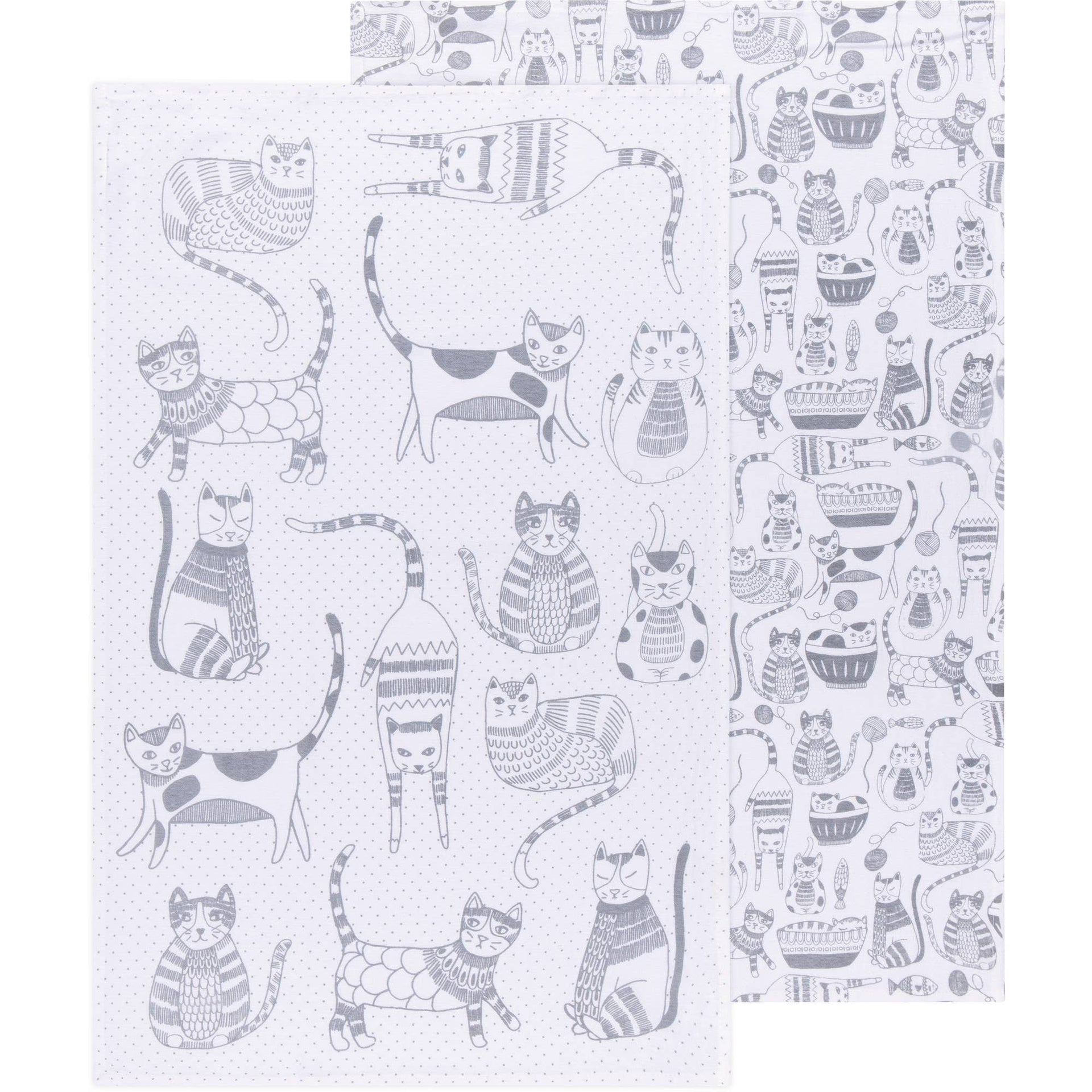 Lot de 2 torchons à vaisselle Cat Print London Gray | Design e regali originali