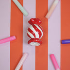 Candlestick - Toffee Candy - Red/White - 8.5x8.5x13 cm