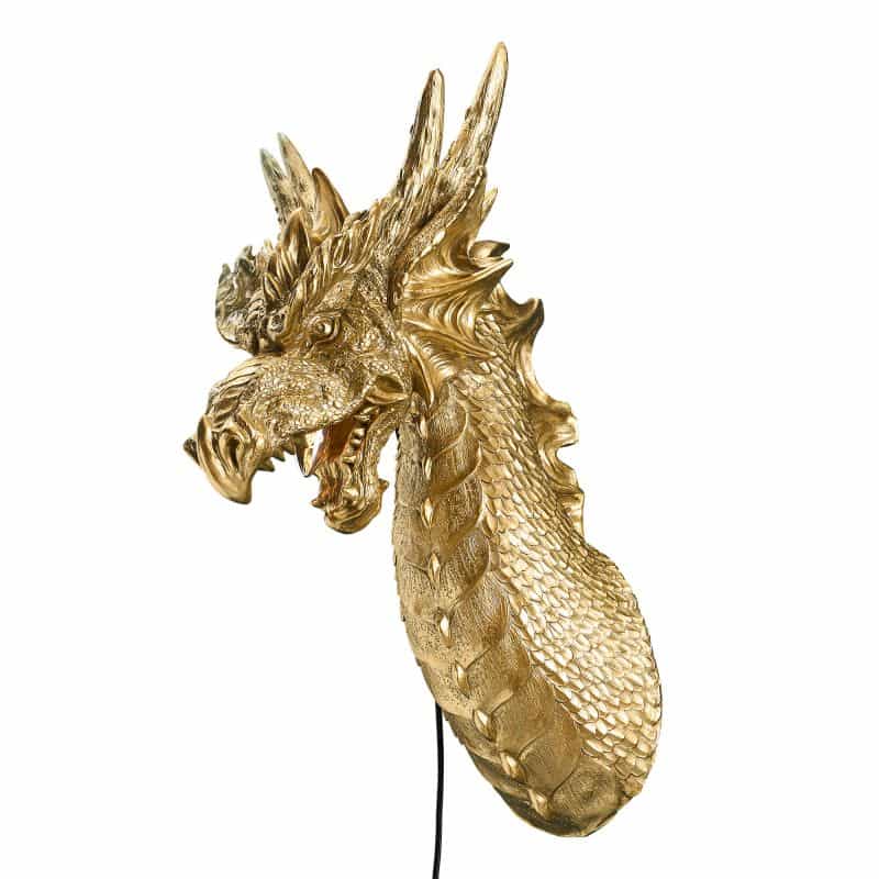 Wandleuchte „Drache“, goldfarben, 66 x 27 x 41 cm