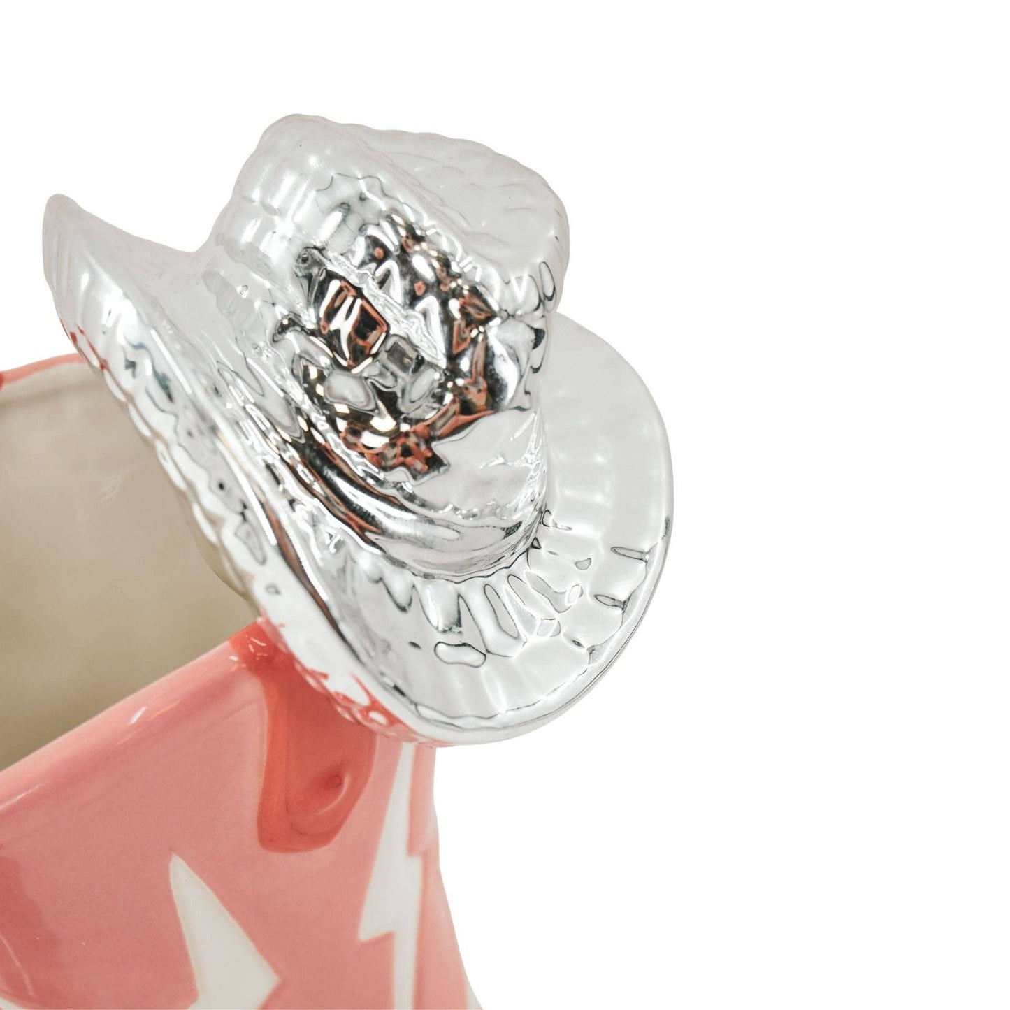 Flower Vase - Boot with Disco Hat Vase - Ceramic - Pink/Orange - 16.5x10.5x26.5cm