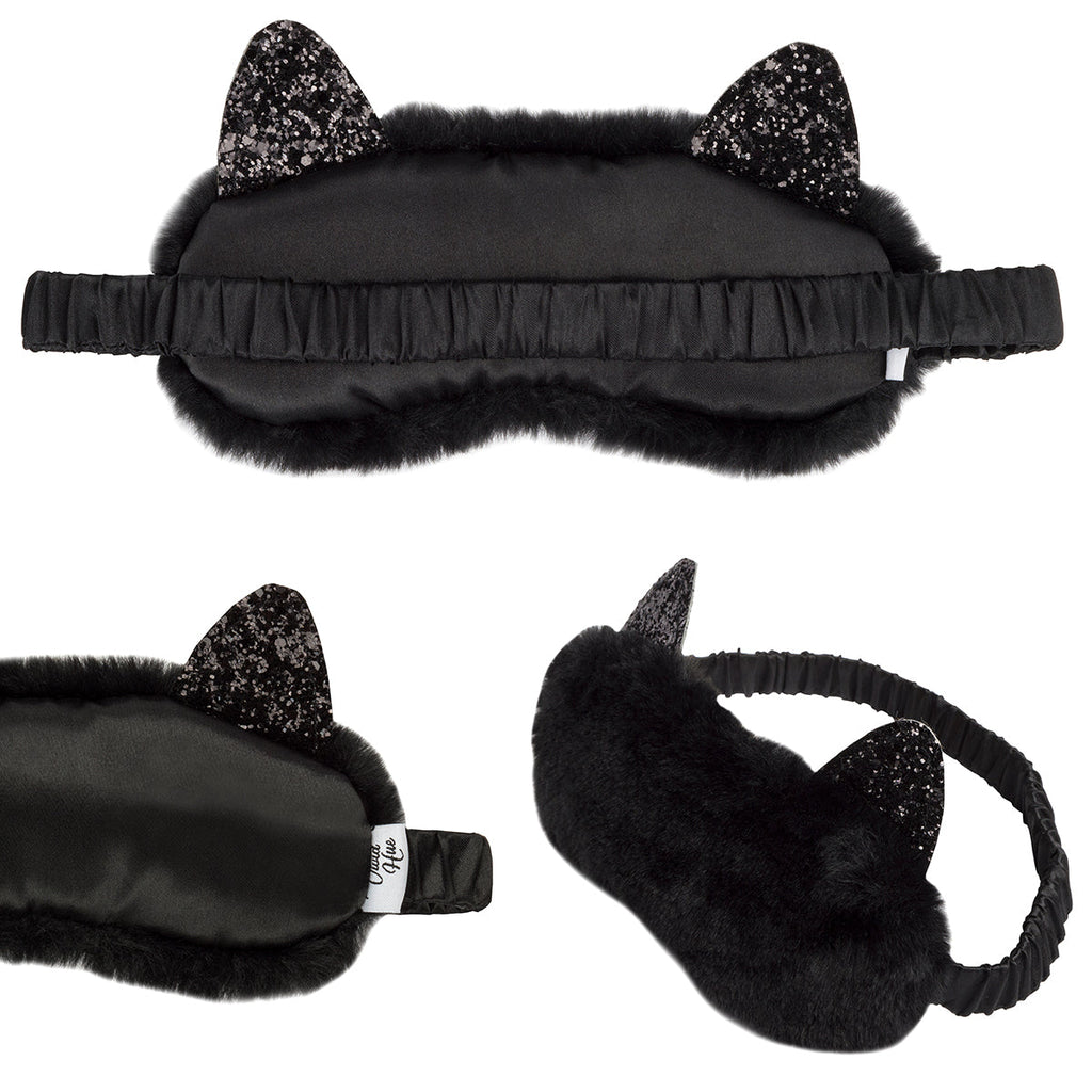Masque de sommeil peluche – chat noir