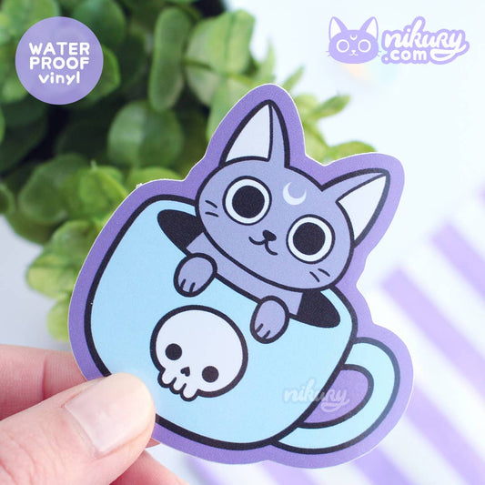 Black Meowgic Cat Sticker