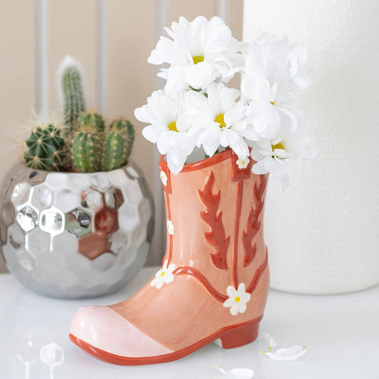 Pink Cowboy Boot Vase