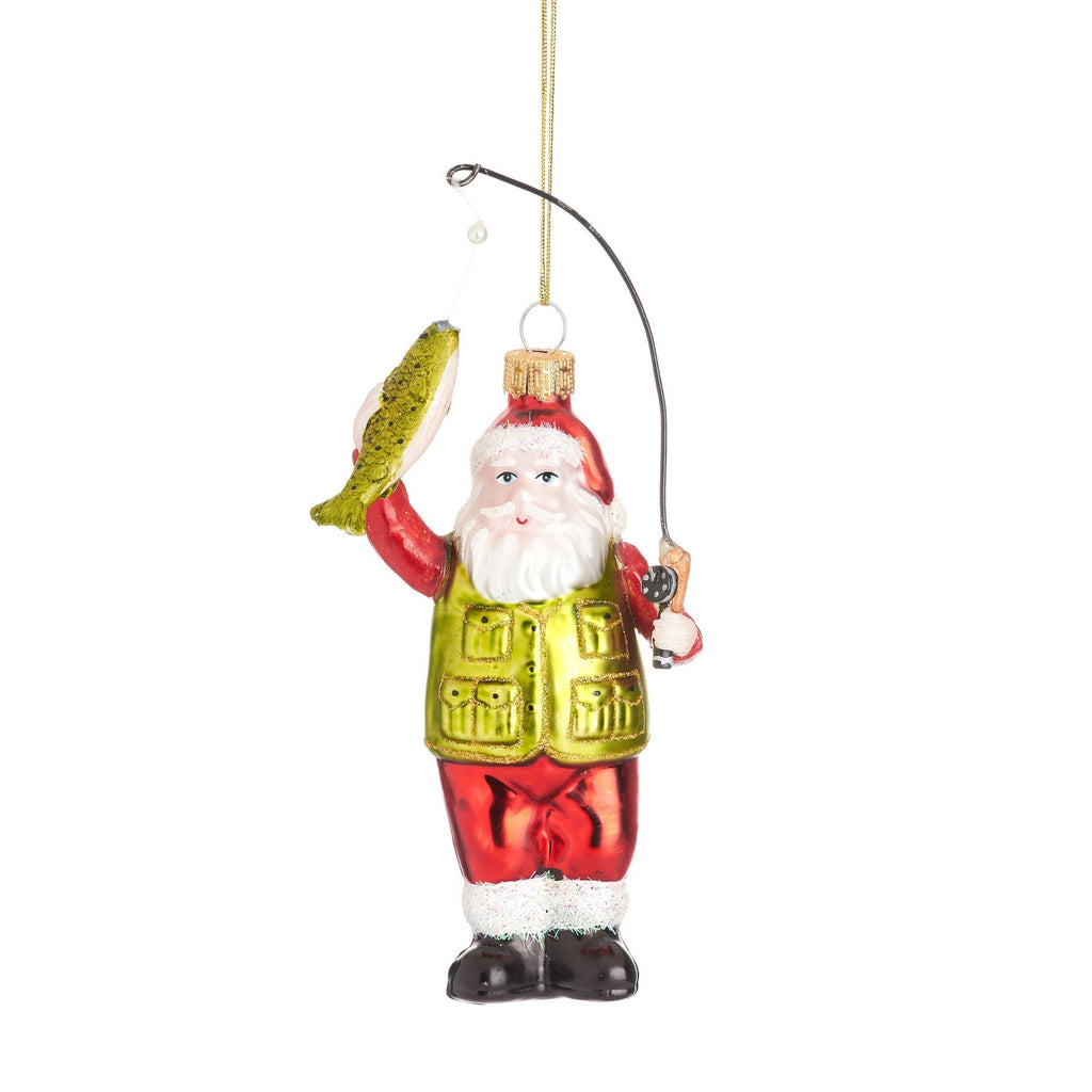 Boule de Noël Père Noël à la pêche | Objetos de diseño y regalos originales