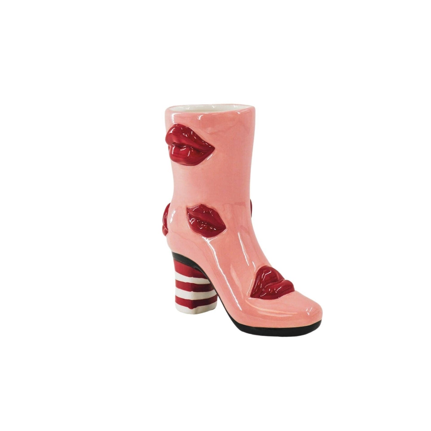 Boot Vase with Lips - Pink/Red