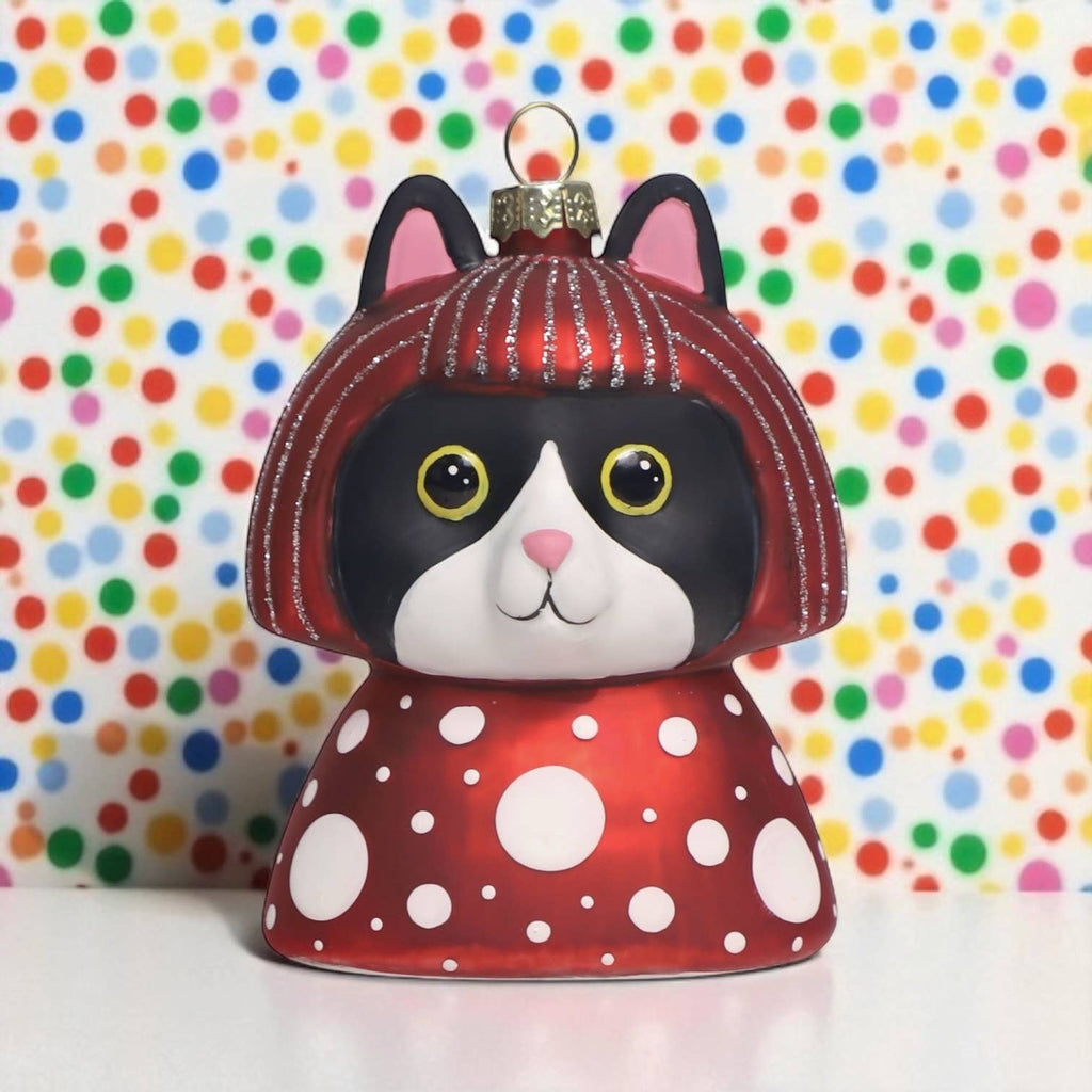 Weihnachtskugel „Schwarze und weiße Katze“ von Yayoi Kusameow Kusama