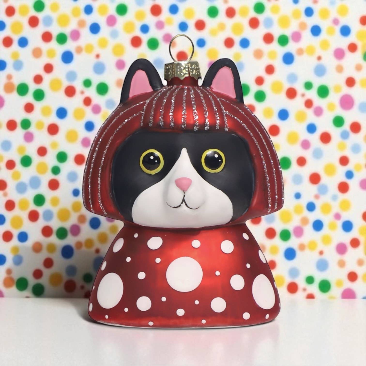 Weihnachtskugel „Schwarze und weiße Katze“ von Yayoi Kusameow Kusama