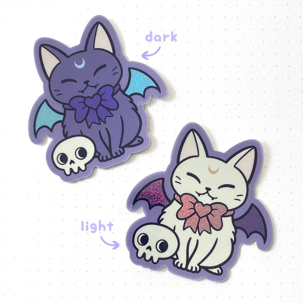 autocollants glitter chat chauve souris meowgical nikury 