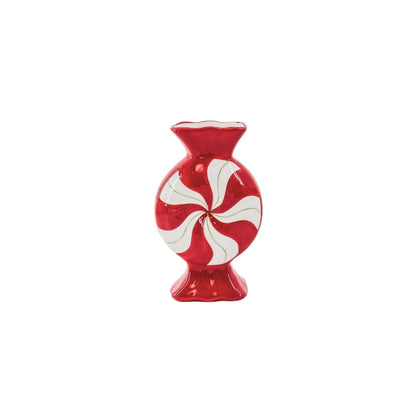 Flower Vase - Caramel Candy - Ceramic - Red/White - 12x6.5x20cm