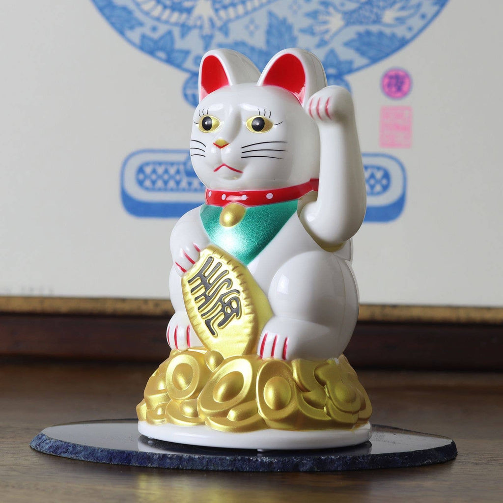 Chat chanceux blanc 11cm