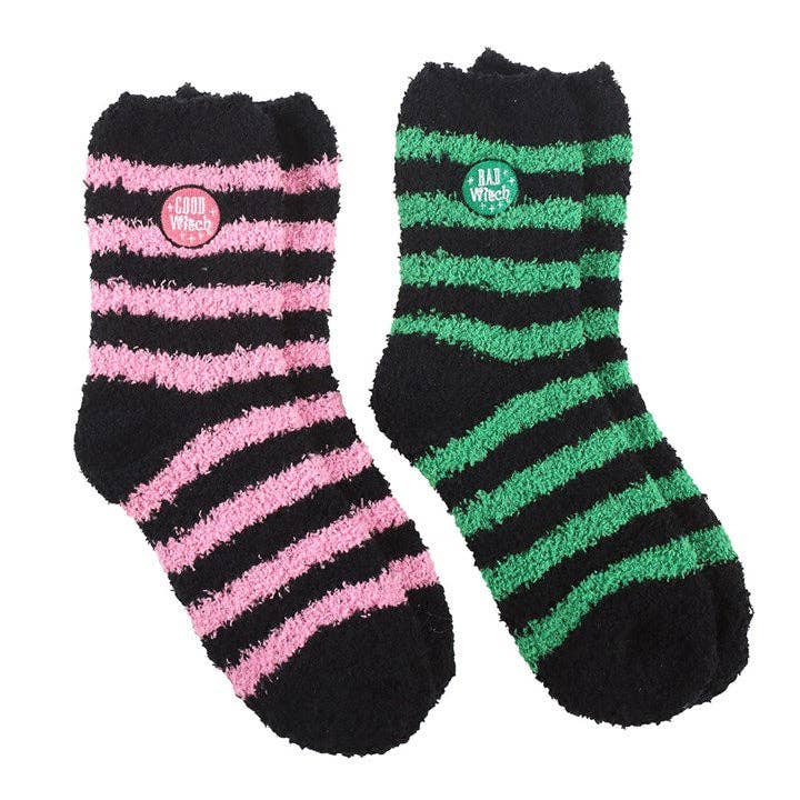 Set of 2 pairs of Good Witch and Bad Witch socks
