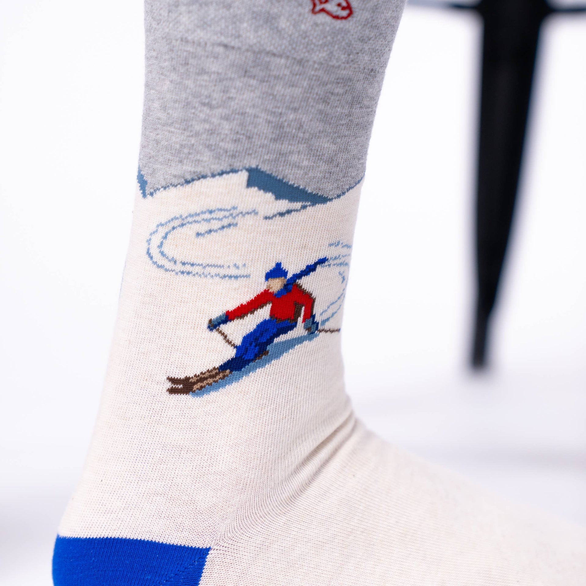 Chaussettes en Coton Peigné A Motifs Skieur
