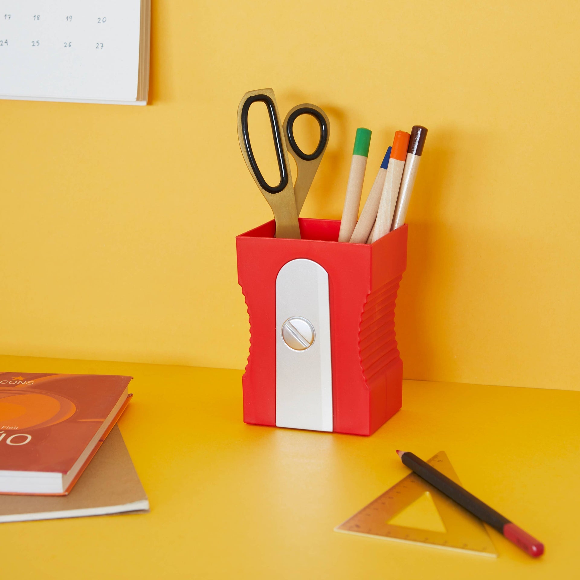 Porte-crayons Taille-crayon rouge