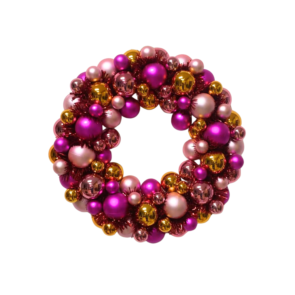 Weihnachtskranz - Christbaumkugeln - Rosa/Orange